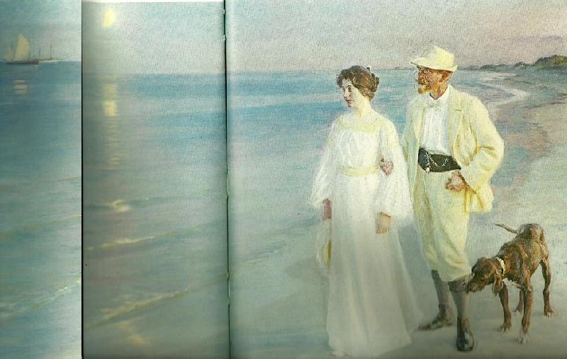 Peter Severin Kroyer sommeraften ved skagens strand, kunstneren med hustru oil painting image